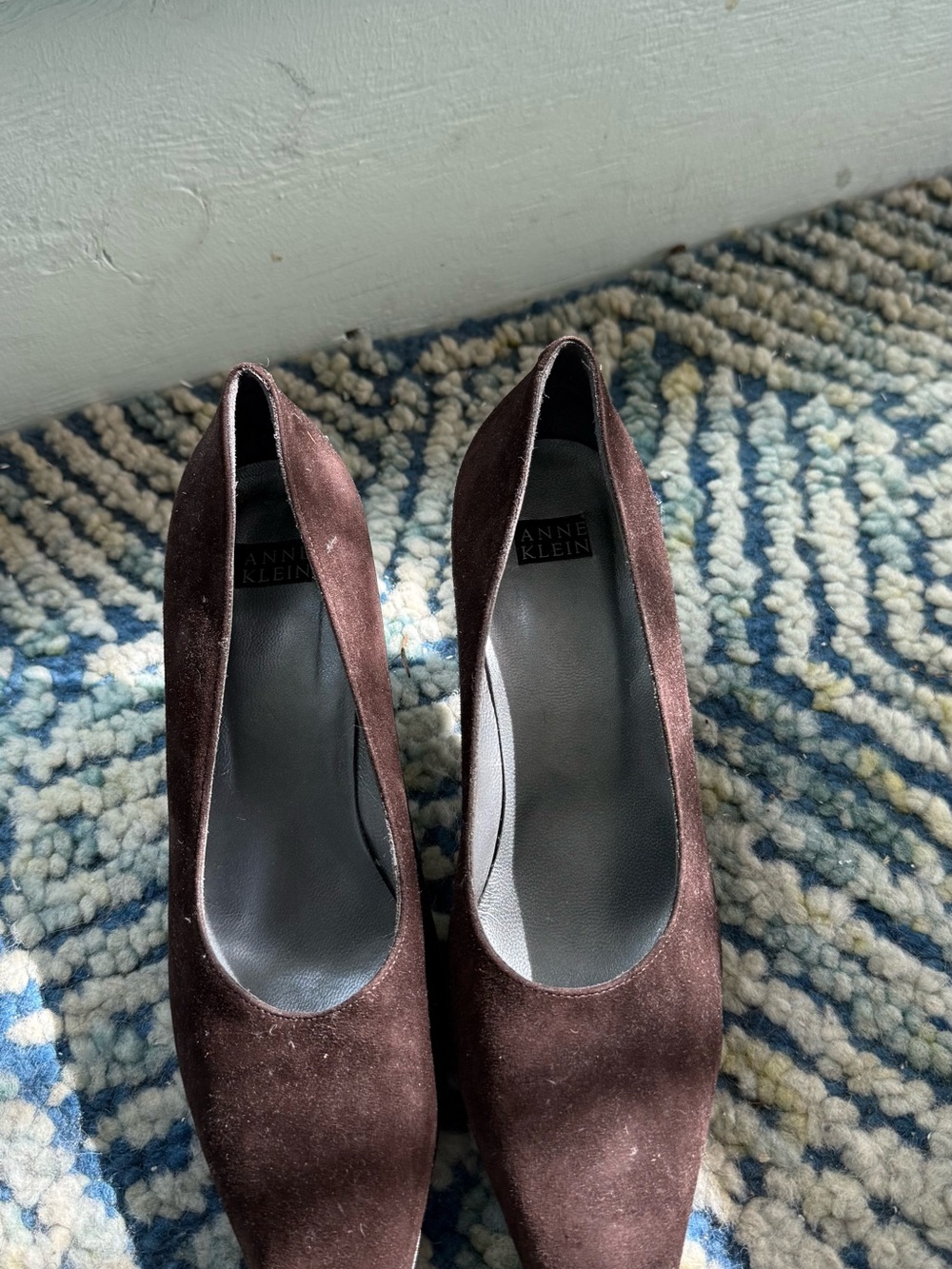 Anne Klein Brown Suede Pointed-Toe Pumps